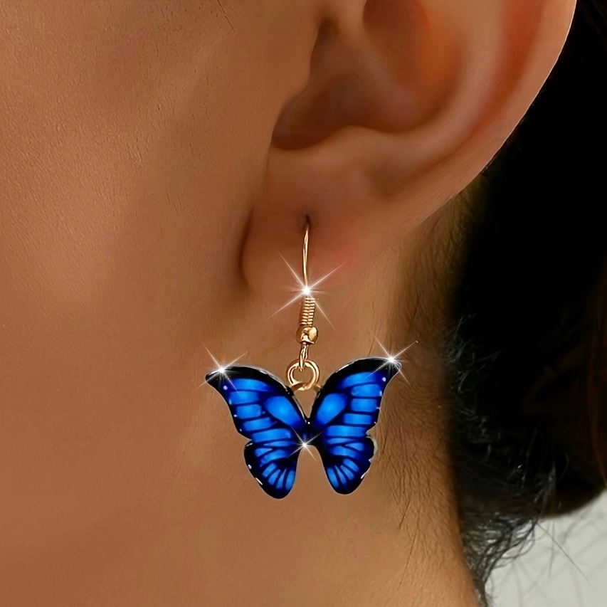 Vintage Butterfly Drop Earrings Alloy Iron Posts Women's